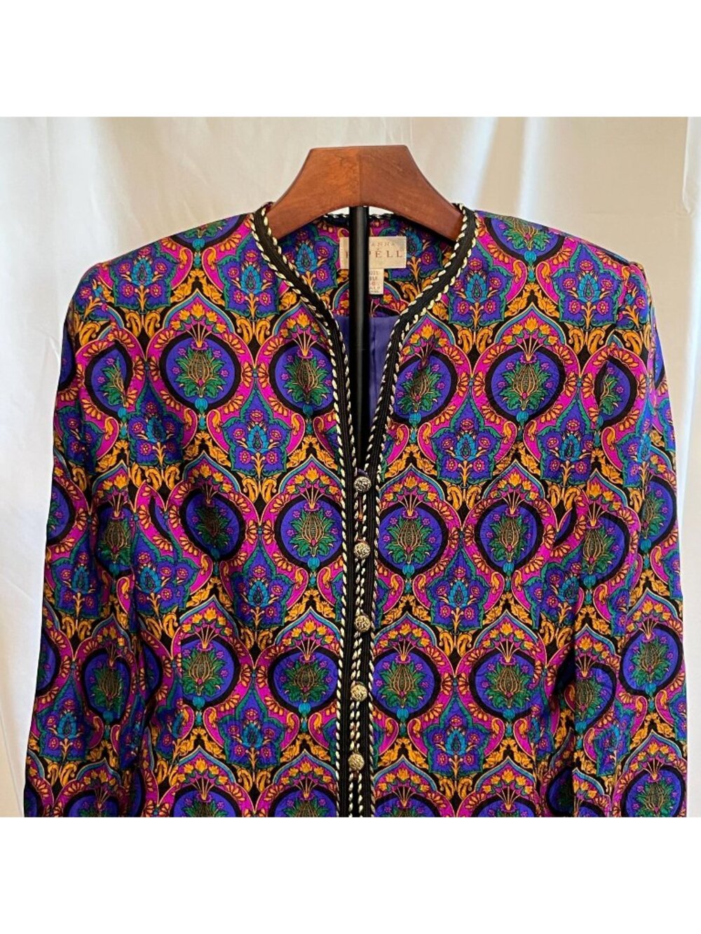 Vintage Adrianna Papell Silk Paisley Blazer | 80s Jewel Tone Jacket